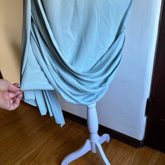MAX AZRIA | Light Green Draped Cocktail Dress - Open Back Grecian| Size M - Picture 2 of 5